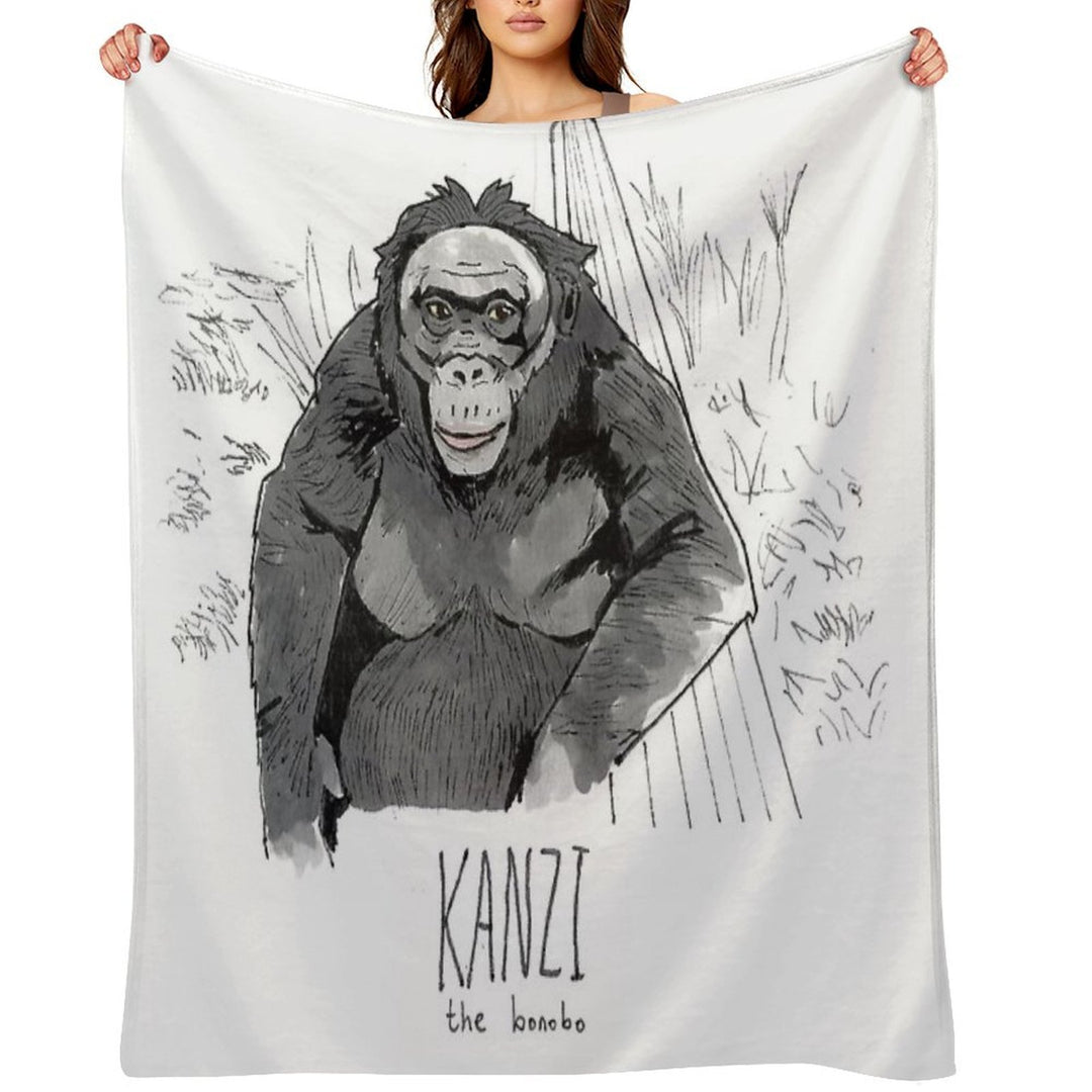 Kanzi The Bonobo Plush Throw Blanket