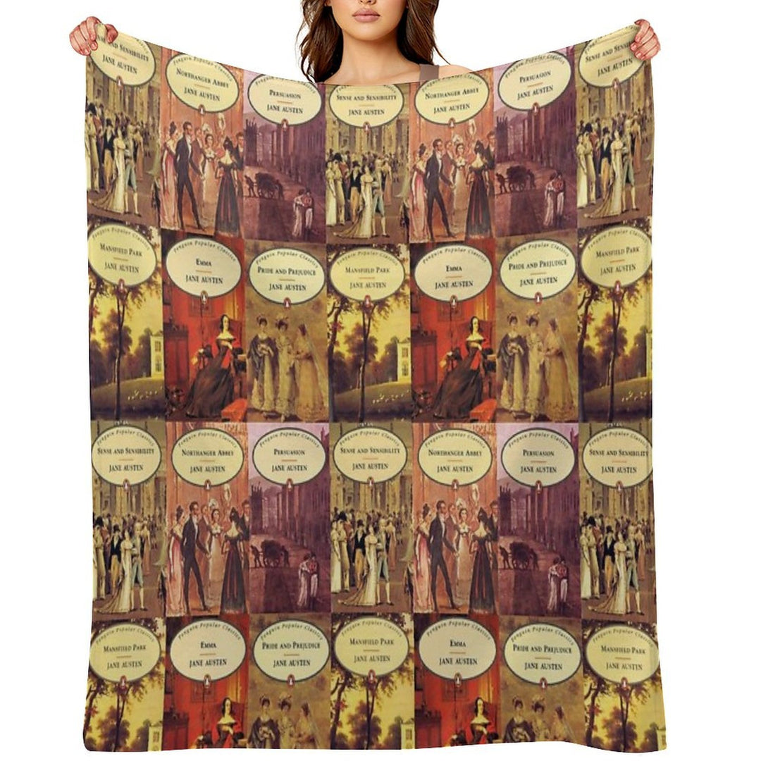 Jane Austen Vintage Books Plush Throw Blanket