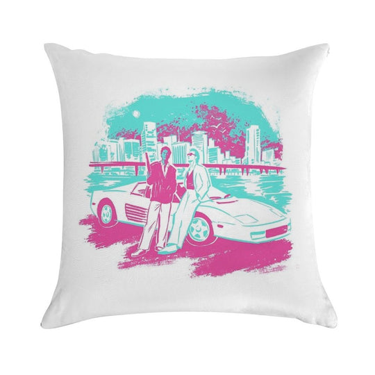 Miami Vice Sunset Soft Decorative Cover Throw Pillow