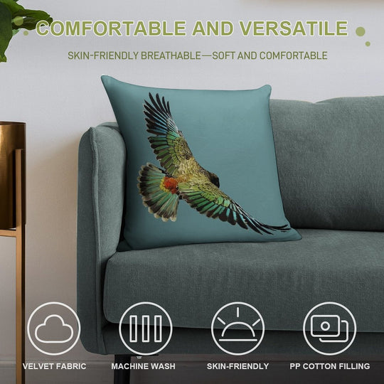 New Zealand Kea Soft Reinforced Edging Throw Pillow