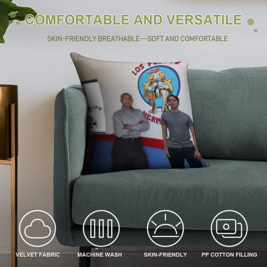 Los Pollos Jermanos Soft Washable Throw Pillow