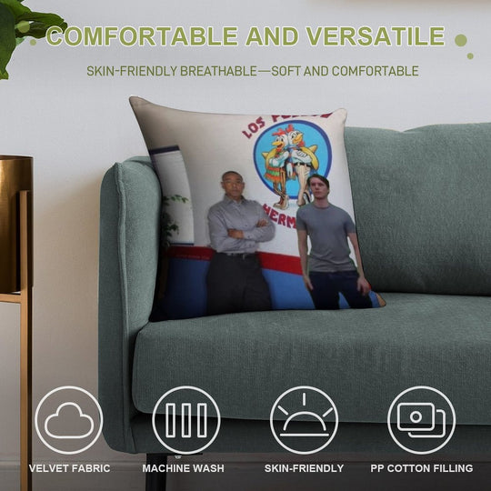 Los Pollos Jermanos Soft Washable Throw Pillow