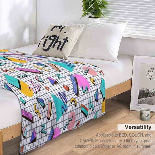 Funky 80s Eighties Memphis Pattern Design Eco-conscious Throw Blanket