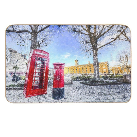 Post Box Phone Box London Art  Slip-Resistant Bath Mat
