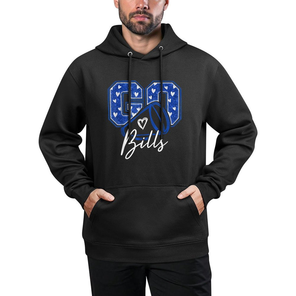 Go Cheer Bills Design for Man Women Girls Kids Machine Washable Hoodie