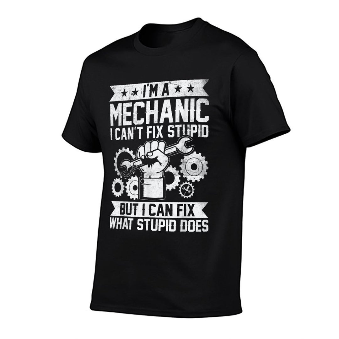 Funny Car Mechanic Engineer Men Women Kids Auto Mechanic  Ribbed Collar T-Shirt