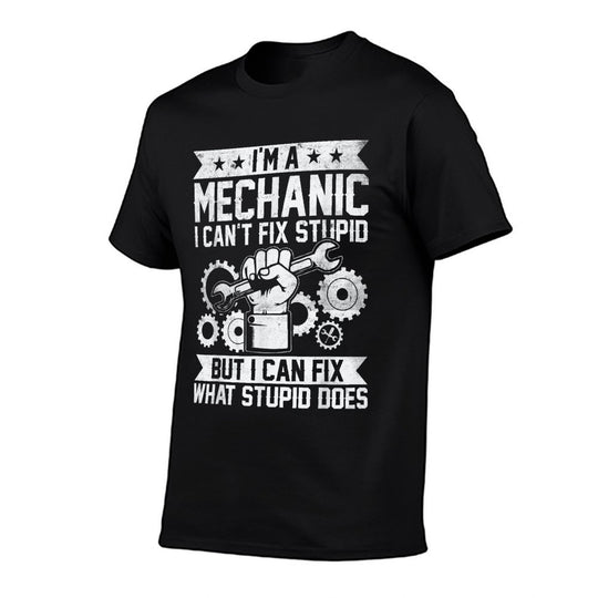 Funny Car Mechanic Engineer Men Women Kids Auto Mechanic  Ribbed Collar T-Shirt