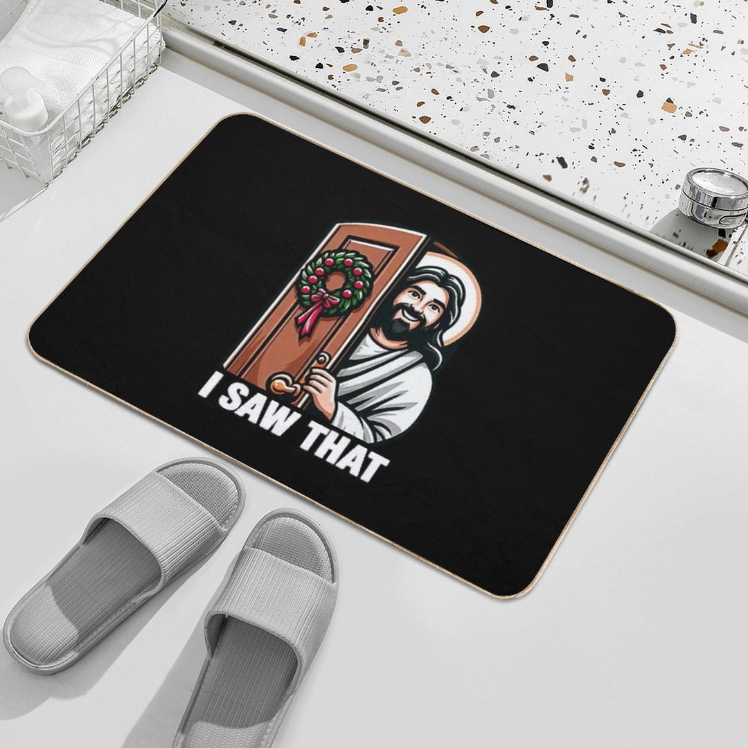 I Saw That Jesus Christ Christmas Wreath  Eco-Friendly Bath Mat