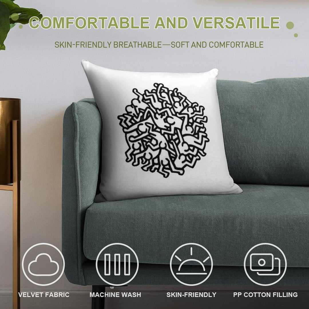 Haring Pop Art Soft Decorative Cover Throw Pillow