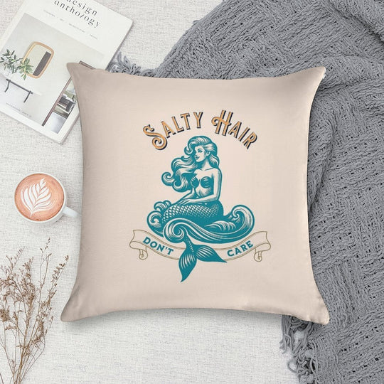 Salty Hair. Don’t Care. Mermaid Summer Design Soft Style Accent Throw Pillow