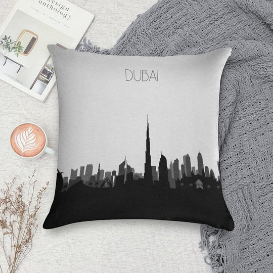 Travel Posters  Destination Dubai Soft Fade-Resistant Throw Pillow