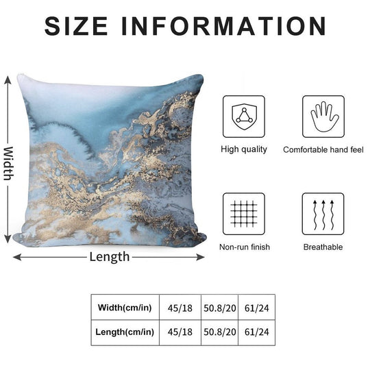 Blue And Gold Marble Soft Skin-Friendly Throw Pillow
