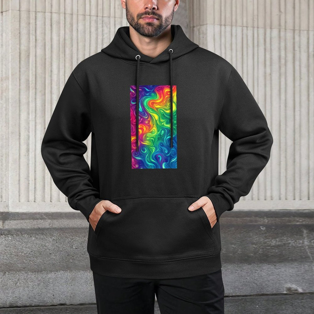 Colorful Pattern Rainbow Colors Gradient Bright Relaxed Fit Hoodie