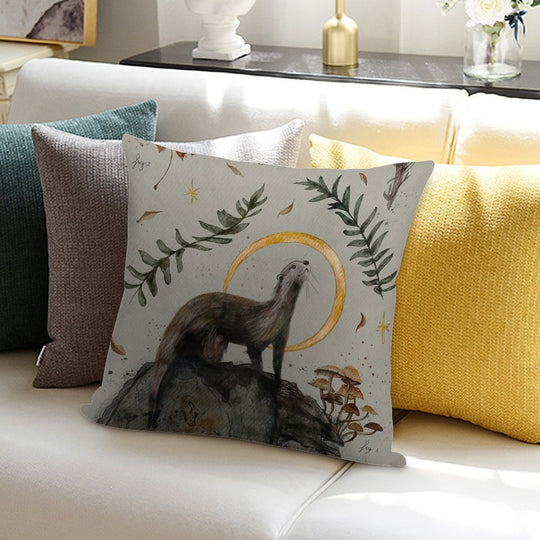 Otter And Her Treasures Soft Home Decor Throw Pillow