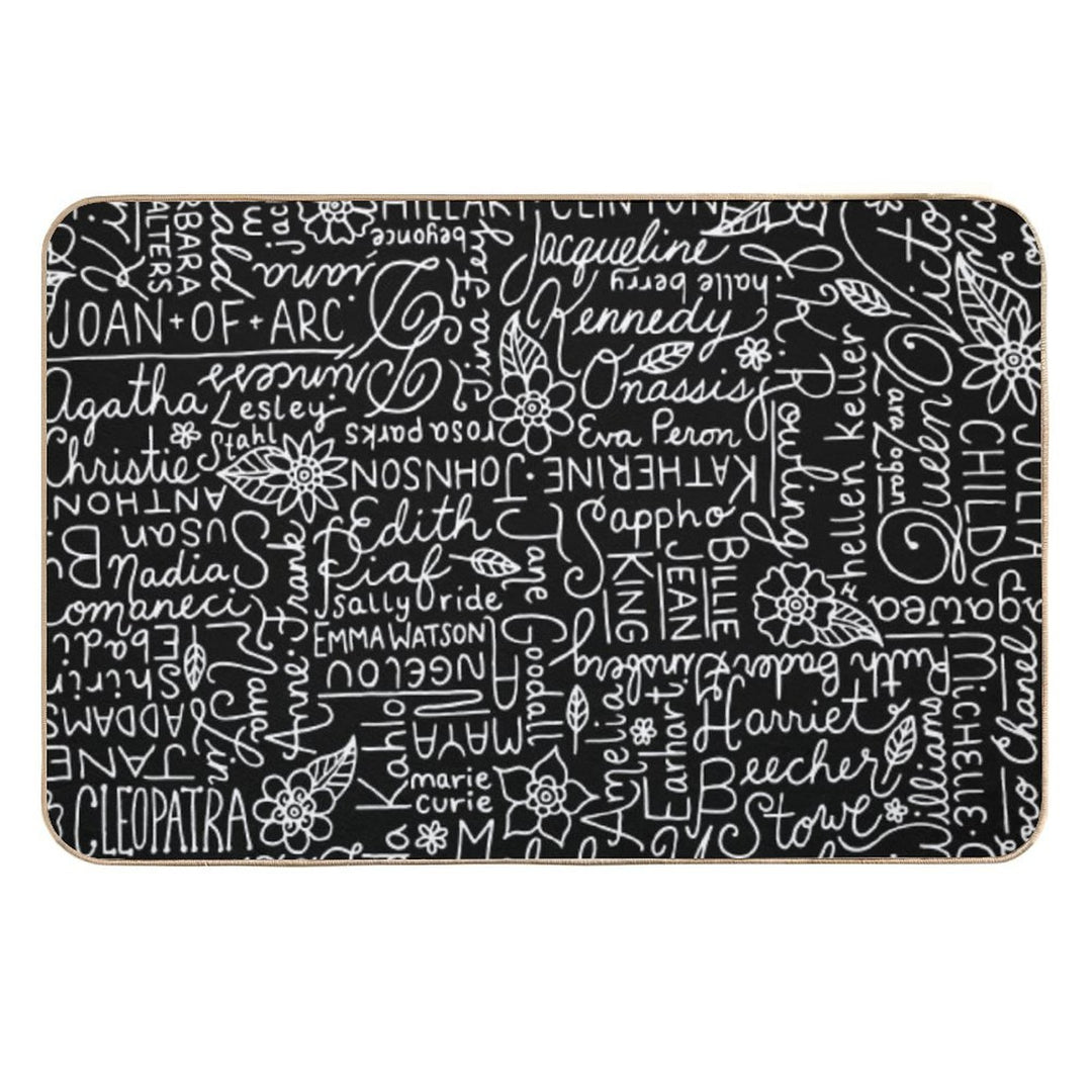 Strong Women  Black And White  Lettering  Woman  Slip-Resistant Bath Mat