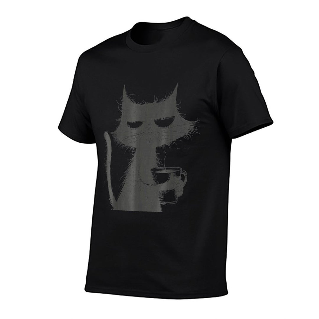 Funny Angry Cat With Coffee Mug Graphic  Moisture-wicking T-Shirt