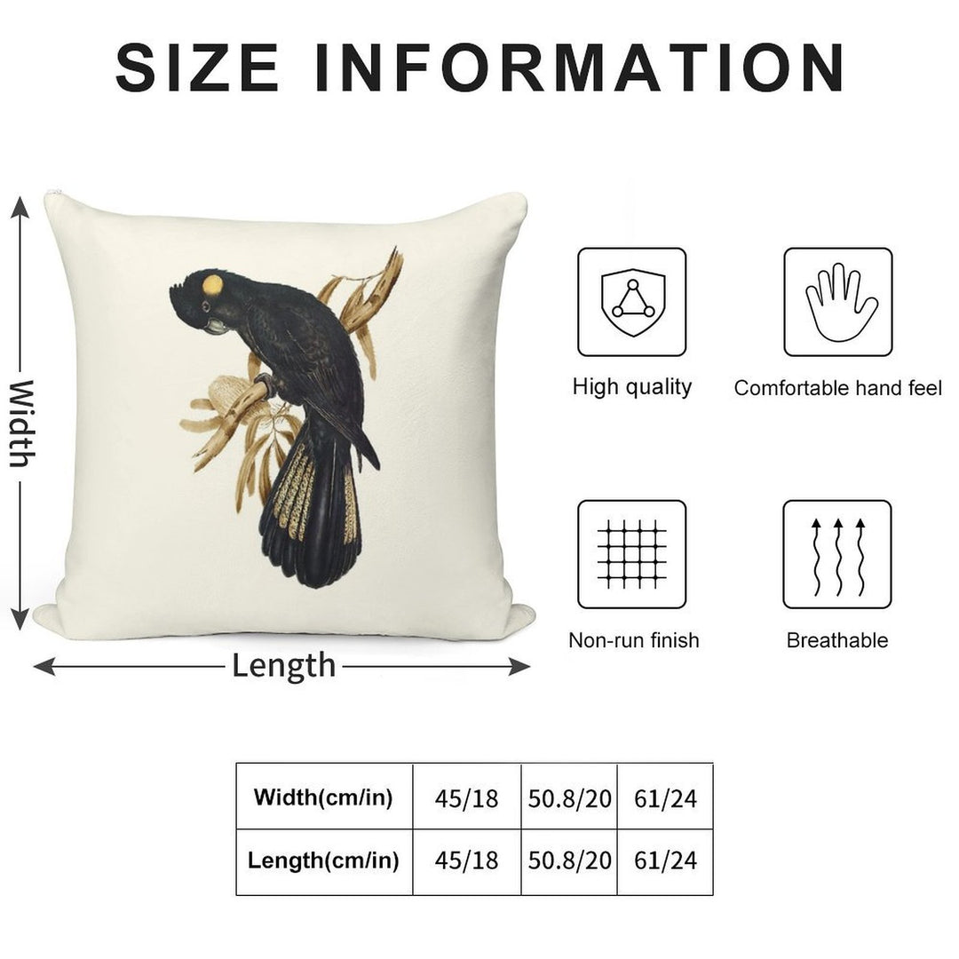 Yellow-tailed Black Cockatoo Soft Luxury Feel Throw Pillow