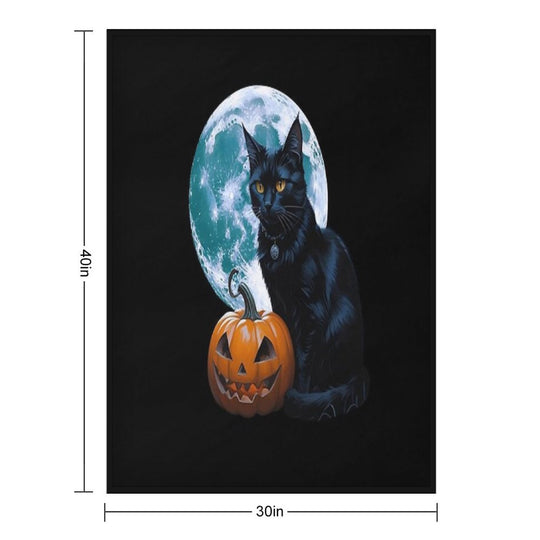 Witches Cat Purranormal Plush Throw Blanket