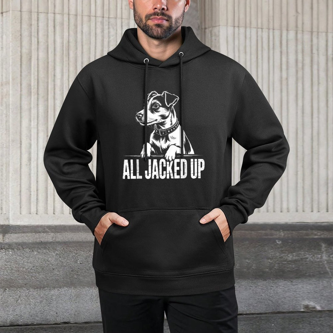 Jack Terrier Jacked Funny Dog Pun Humor Gift Medium-Weight Fabric Hoodie