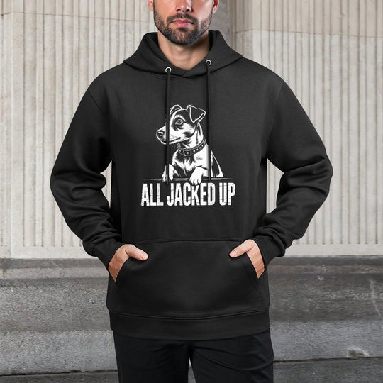 Jack Terrier Jacked Funny Dog Pun Humor Gift Medium-Weight Fabric Hoodie