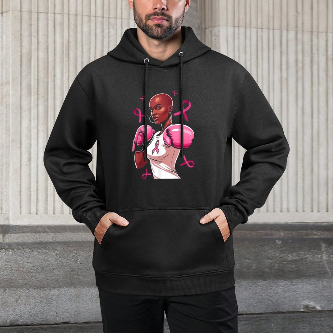 Breast Cancer Awareness African American Afro Pink Ribbon Medium-Weight Fabric Hoodie