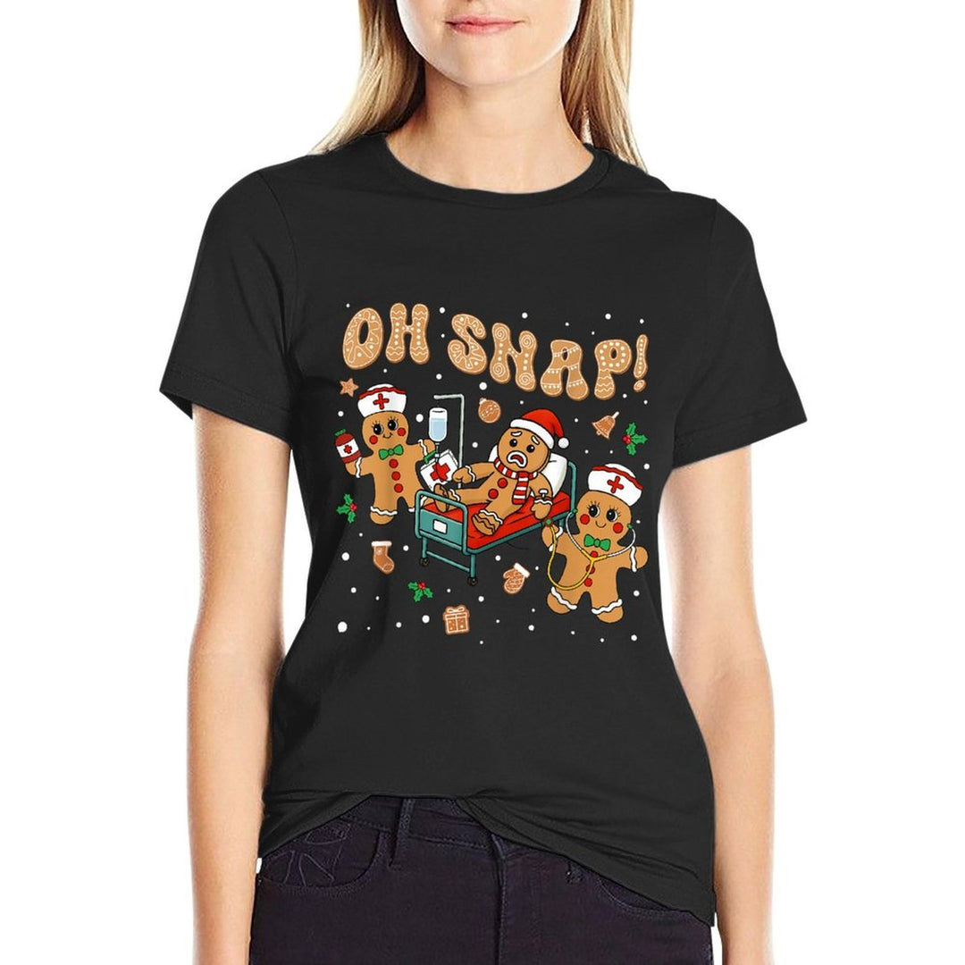 Oh Snap Gingerbread Nurse Funny Nursing Christmas Holiday  Tagless Design T-Shirt
