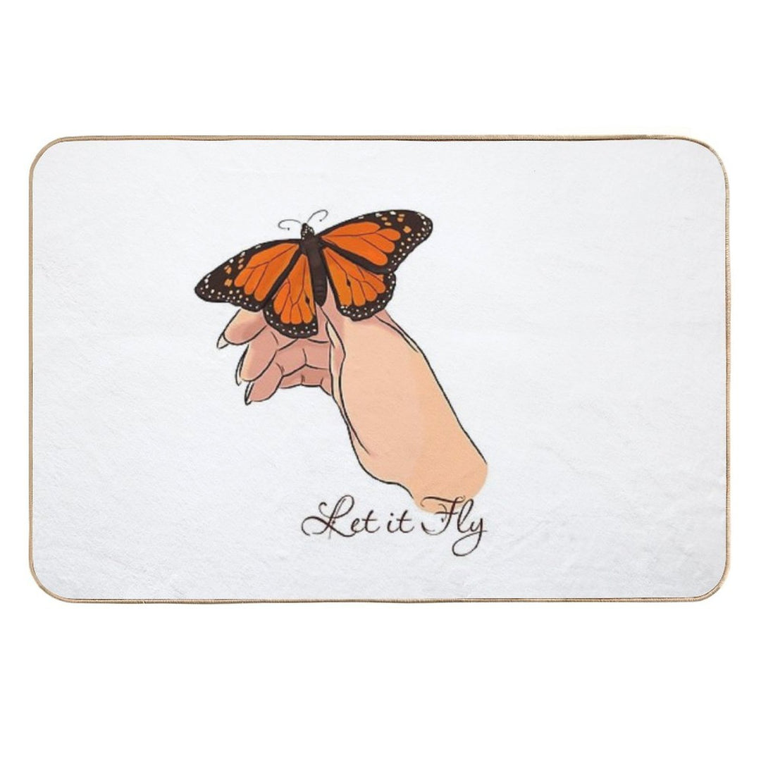 Butterfly on Hand – Minimalist Illustration Durable Bath Mat
