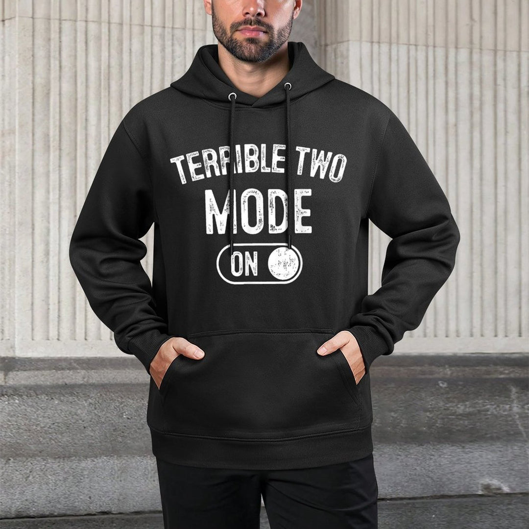 Terrible Two Mode On 2Nd Birthday Gifts Bday 2 Years Old Cotton-Polyester Blend Hoodie