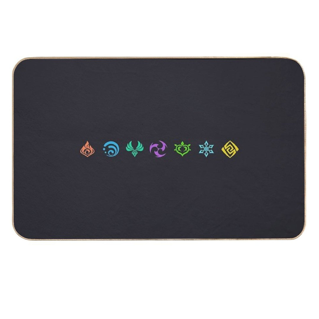 Genshin Impact Elements Colors Dark  Repositionable Bath Mat