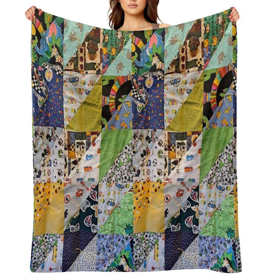 Kids Colorful Animal Funky And Fun Easy Care Throw Blanket