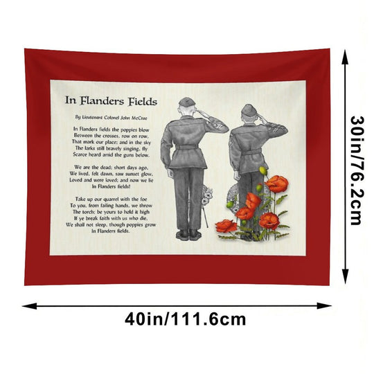 In Flanders Fields, Poem, Cadets Saluting, Red Poppies, Veterans Day Tapestry