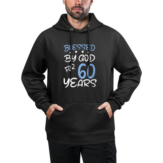 Womens Vintage Blessed by God for 60 Years Happy 60th Birthday Medium-Weight Fabric Hoodie