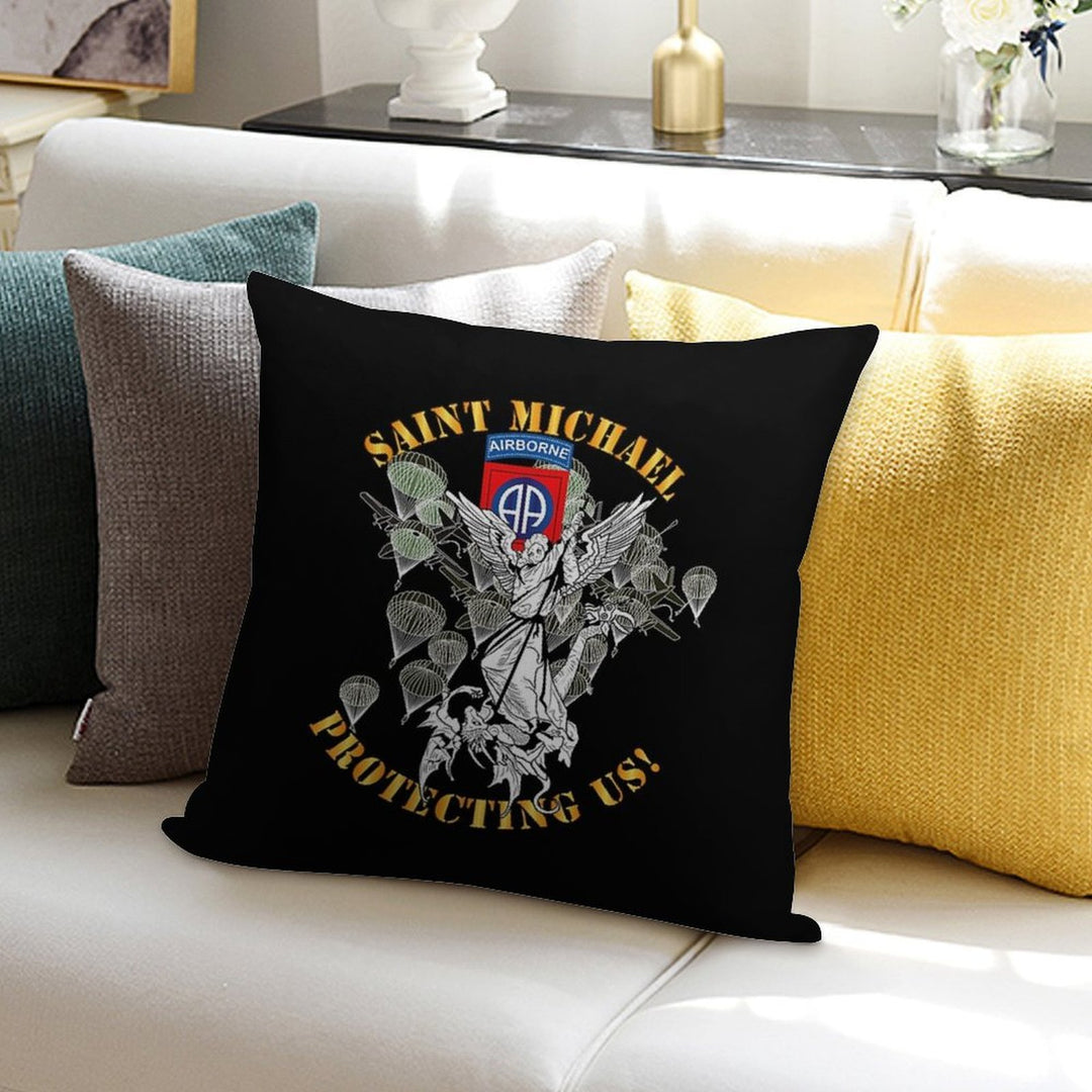 Army - 82nd Airborne Div - Saint Michael - Protecting Us - Mass Soft Multiple Sizes Throw Pillow