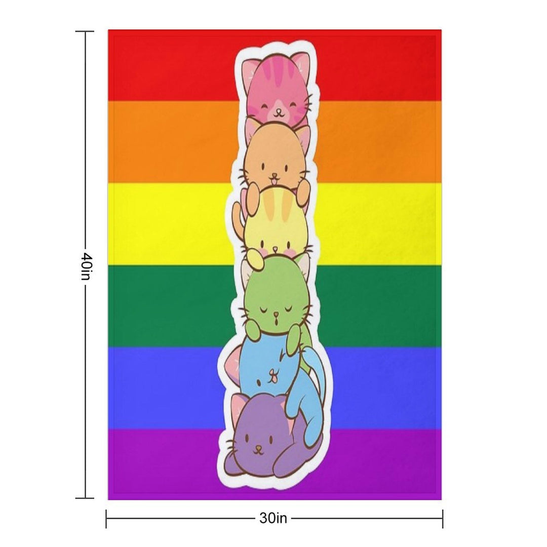 LGBT Gay Pride Flag Kawaii Rainbow Cats Comfort Throw Blanket