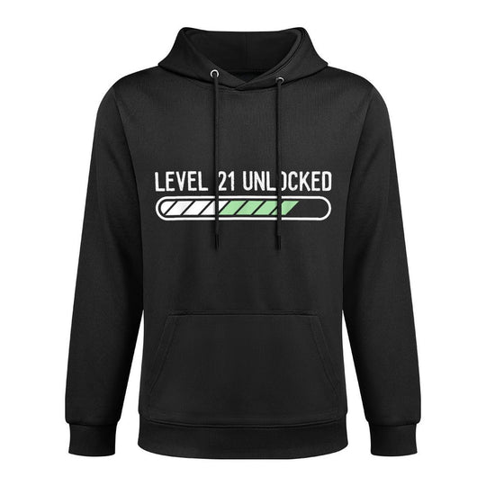 Funny 21st Birthday Level 21 Unlocked Gaming Unisex Design Hoodie