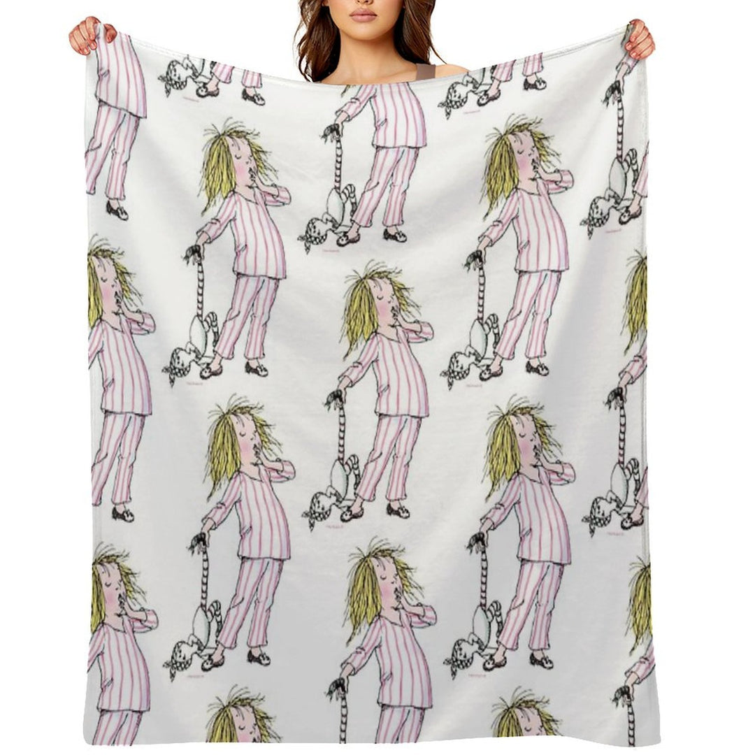 Yawning Eloise in Her Pajamas Sustainable Throw Blanket
