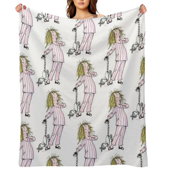 Yawning Eloise in Her Pajamas Sustainable Throw Blanket