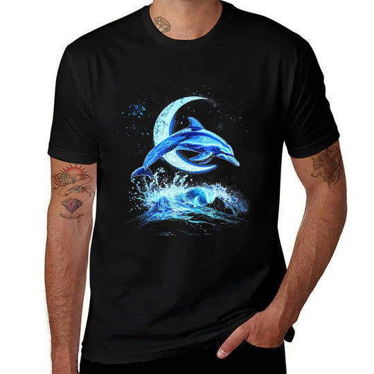 Dolphin Artwork Sea Ocean Dolphin Ocean Sea Animal Lover  Trendy Pattern T-Shirt