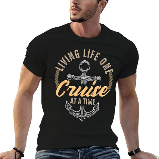 Living Life One Cruise At A Time Funny Cruising Ship Cute  Trendy Pattern T-Shirt