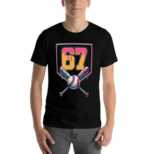 Baseball Drip Number 67 Player Or 67th Birthday Premium  Versatile T-Shirt