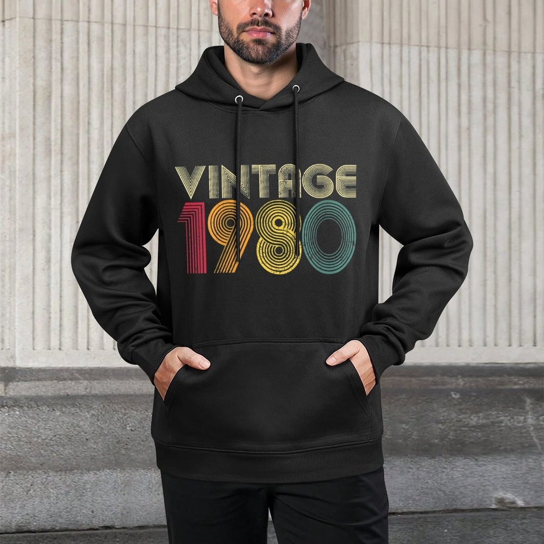 Womens 40th Birthday Gift Vintage 1980 Retro Men Women Mom Dad Kangaroo Pocket Hoodie