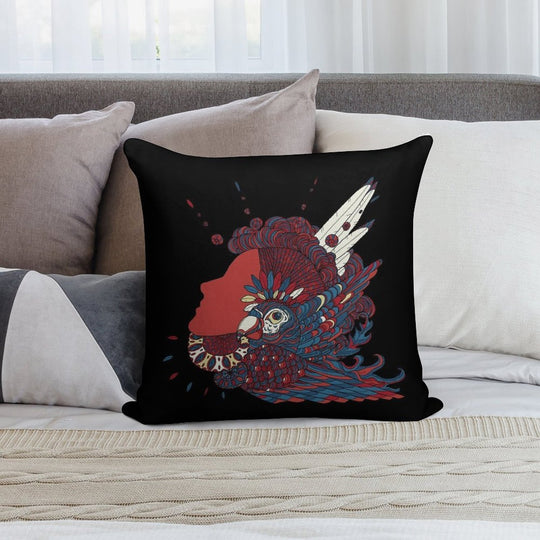 A Girl with Feathers in Her Hair Soft Reinforced Edging Throw Pillow