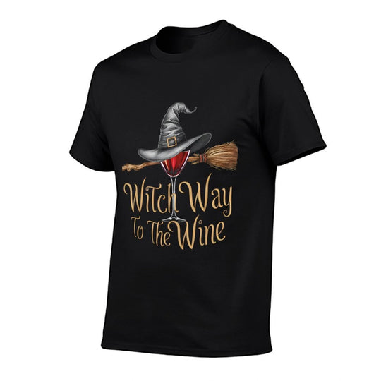 Witch Way To The Wine Funny Halloween Wine Lover  Summer-ready Fabric T-Shirt