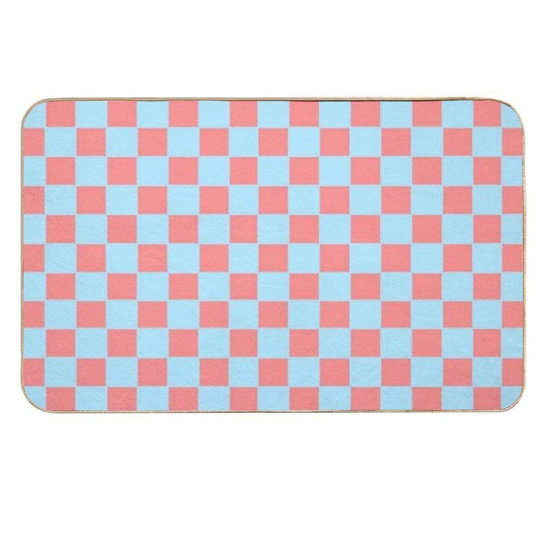 Bubblegum Pink And Blue Checkerboard Chess Square Pattern  Versatile Bath Mat