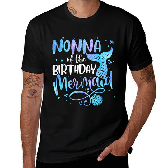 Nonna Of The Birthday Mermaid Family Matching Party Squad  Wrinkle-resistant T-Shirt