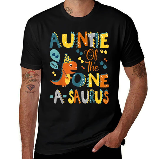 Dinosaur T-Rex 1St Birthday Matching Family Auntie Of The One-A-Saurus 1St Birthday Dinosaur Party Unisex-Kids Black Small Class Comfortable T-Shirt