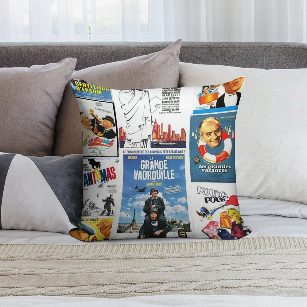 Louis De Funes Movie Poster Compilation Soft Style Accent Throw Pillow