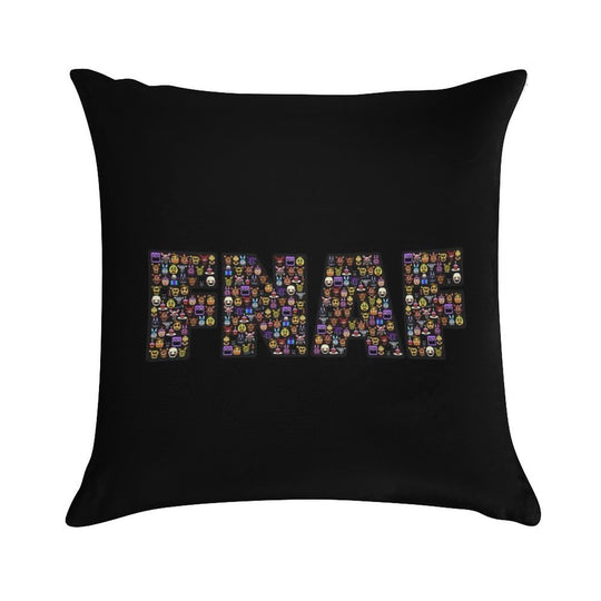 Five Nights at Freddy's - Pixel Art - FNAF Typography Black BG Soft Gift Ready Throw Pillow