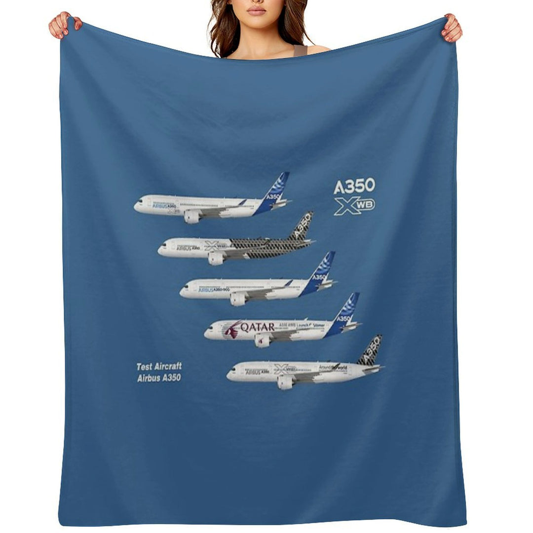 Airbus A350 Test Aircraft Fleet Illustration Travel-friendly Throw Blanket