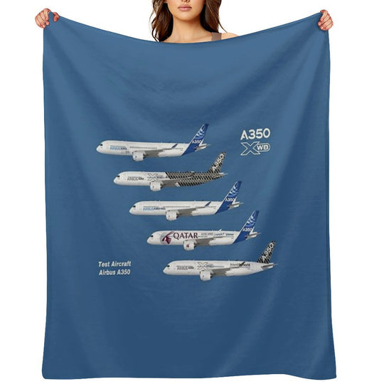 Airbus A350 Test Aircraft Fleet Illustration Travel-friendly Throw Blanket